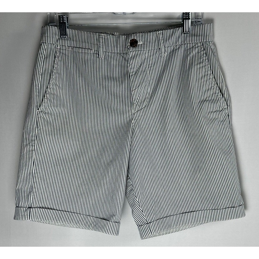 Gap Railroad Stripe Cuffed Shorts 29-Fits 31 Gray White Preppy Coastal Nautical